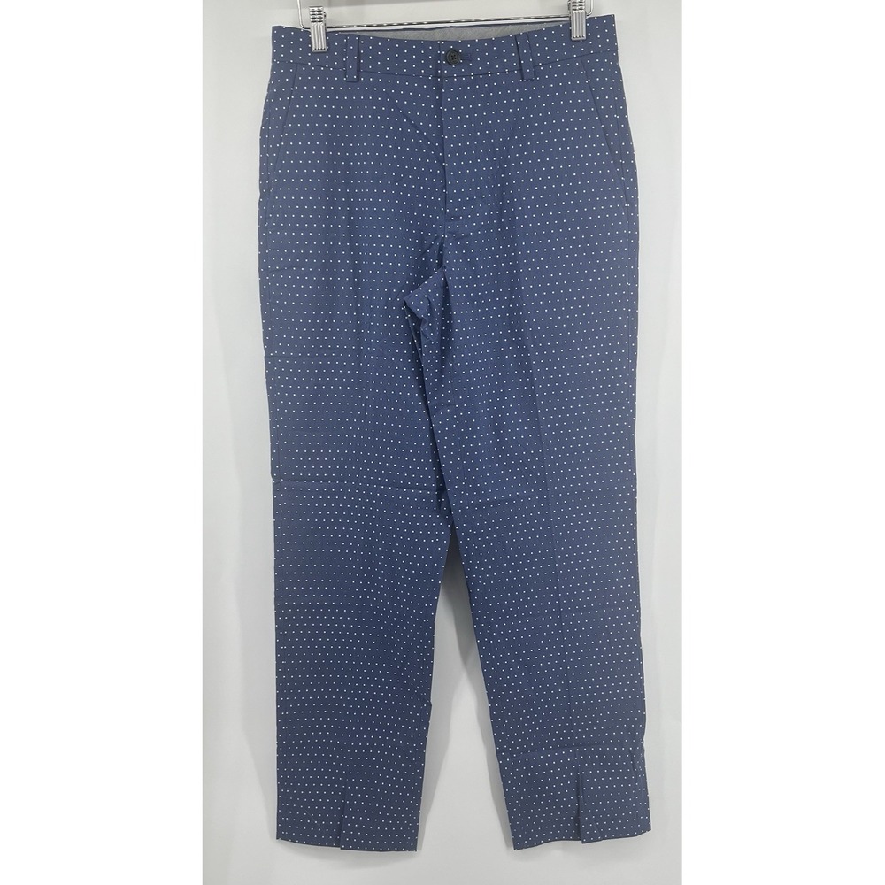 Brooks Brothers Clark Pants Navy Blue Polka Dots Tag 32/32 Measure 33/32 Stretch